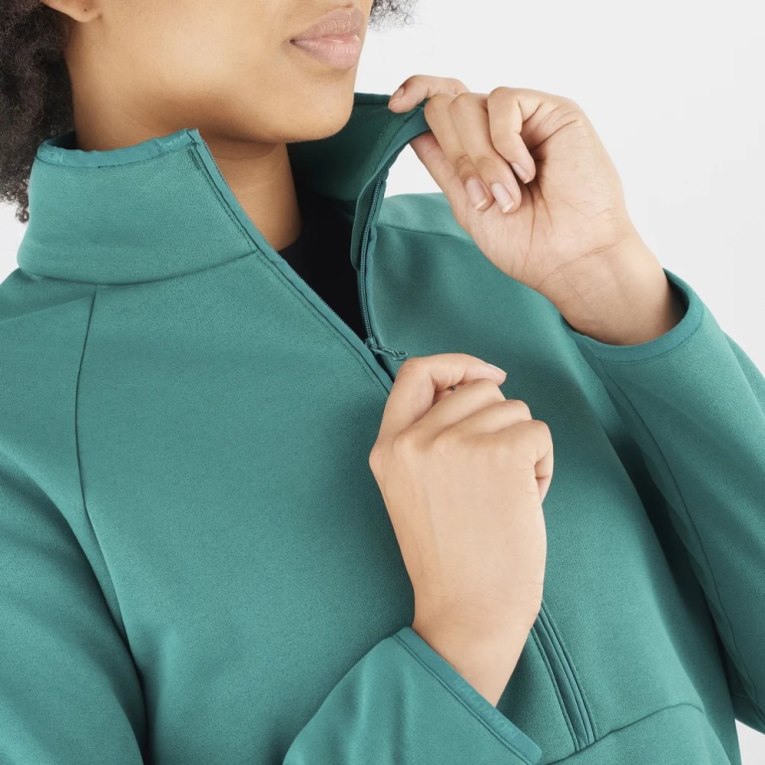 Chaquetas Salomon Essential Warm Half Zip Mujer Verdes | MX PDXZ805